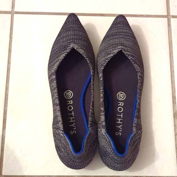 EUC Rothys The Point Flats, Heathered Indigo, Sz 9 (fit like 8.5) - Picture 2 of 8